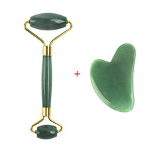 Load image into Gallery viewer, Jade Roller and Gua Sha Tools Set 100% Real Natural Nephrite Jade Roller for Face Eye Neck Anti Aging Jade Facial Roller Massage