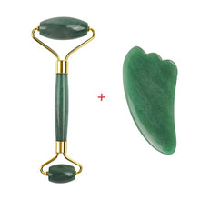 Load image into Gallery viewer, Jade Roller and Gua Sha Tools Set 100% Real Natural Nephrite Jade Roller for Face Eye Neck Anti Aging Jade Facial Roller Massage