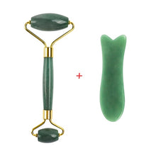 Load image into Gallery viewer, Jade Roller and Gua Sha Tools Set 100% Real Natural Nephrite Jade Roller for Face Eye Neck Anti Aging Jade Facial Roller Massage