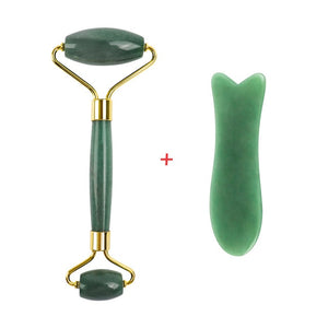 Jade Roller and Gua Sha Tools Set 100% Real Natural Nephrite Jade Roller for Face Eye Neck Anti Aging Jade Facial Roller Massage