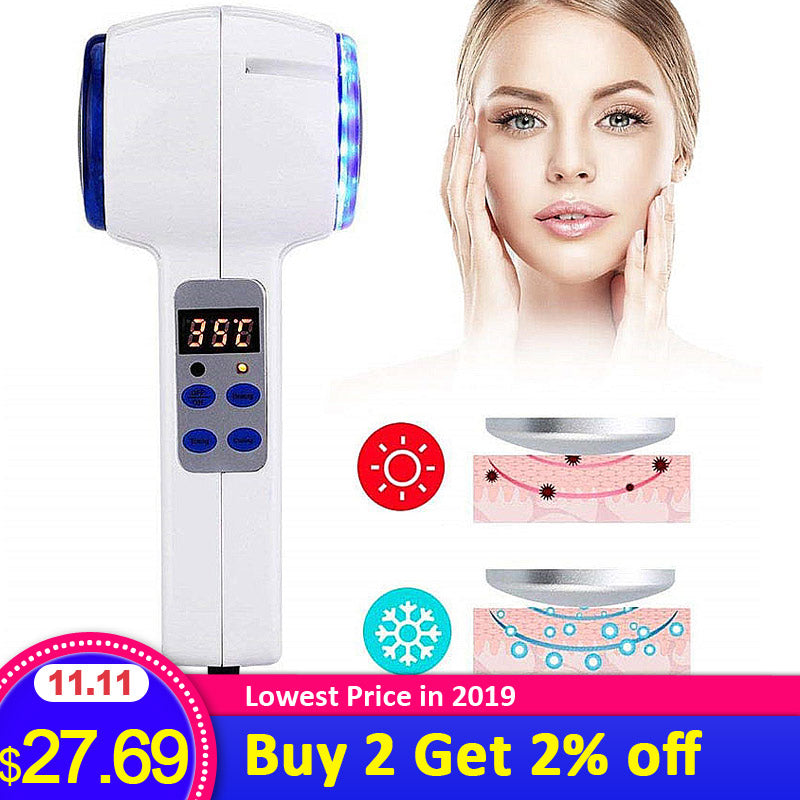 Face Care Device Hot Cold Hammer Cryotherapy Blue Photon Acne Treatment Lifting Rejuvenation Facial Machine Skin Beauty Massager